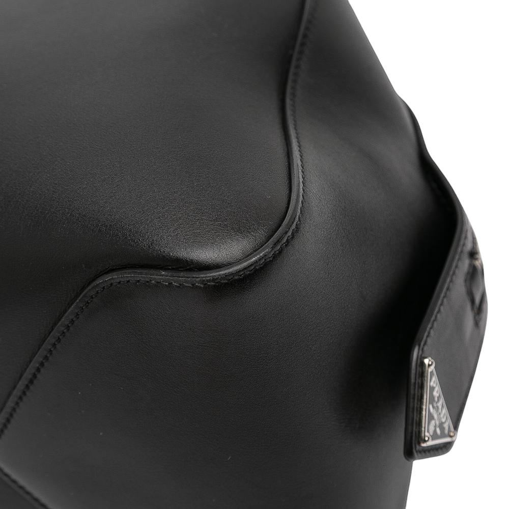 Prada AB Prada Black Calf Leather Medium Brushed Supernova Satchel Italy