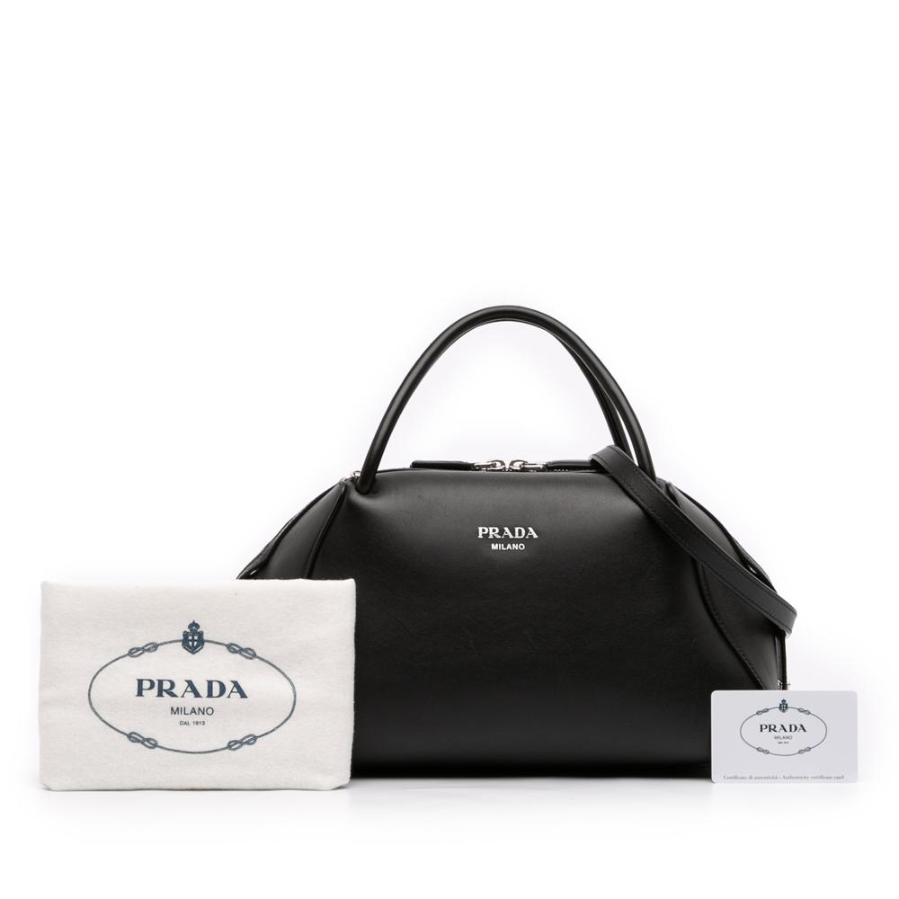 Prada AB Prada Black Calf Leather Medium Brushed Supernova Satchel Italy