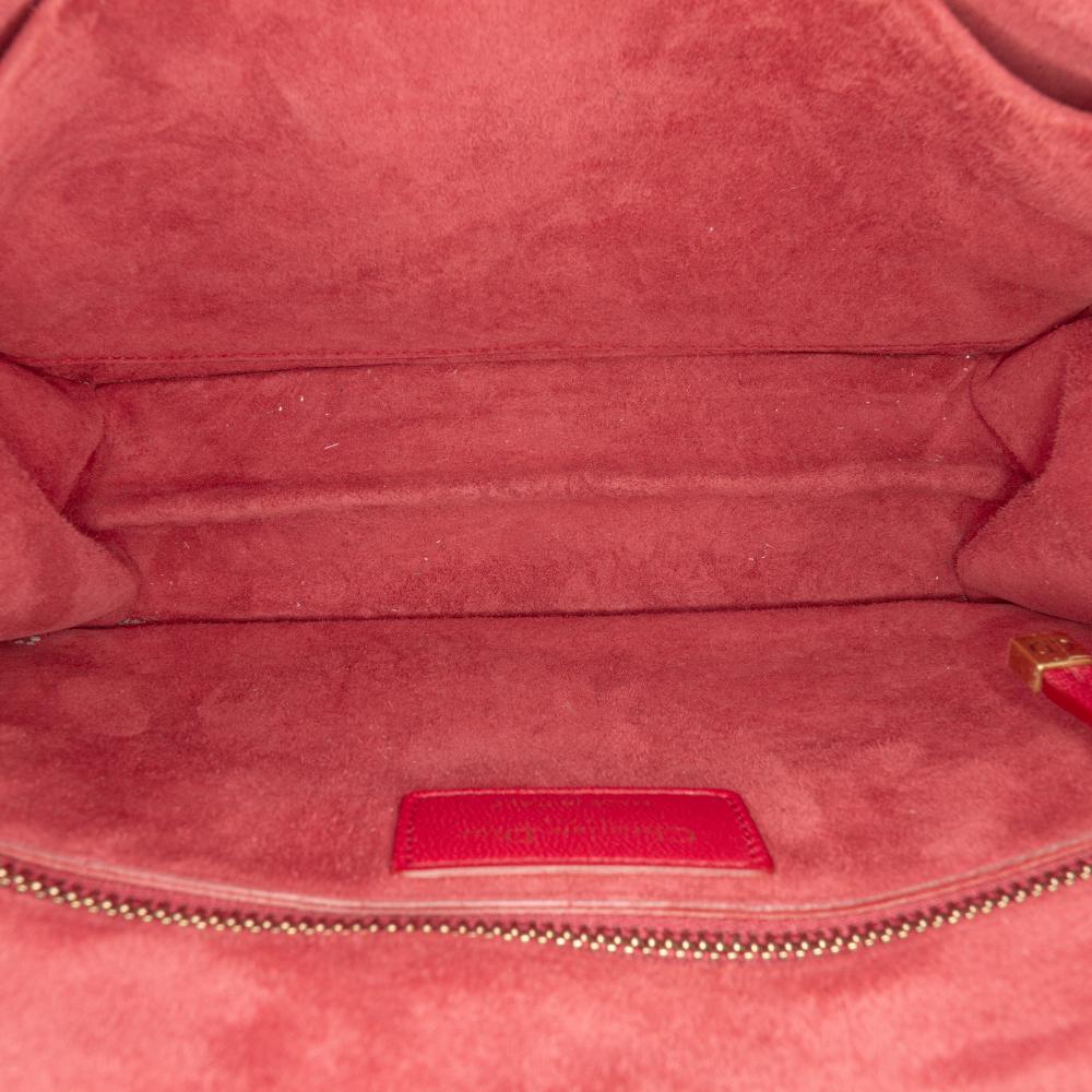 Christian Dior AB Dior Red Lambskin Leather Leather Medium Lambskin Cannage DiorAddict Flap Italy