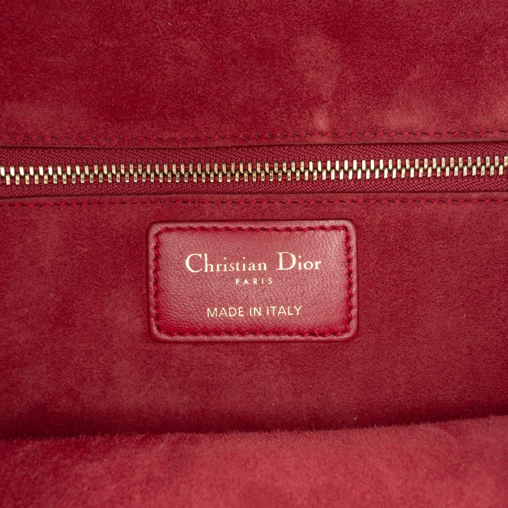 Christian Dior AB Dior Red Lambskin Leather Leather Medium Lambskin Cannage DiorAddict Flap Italy