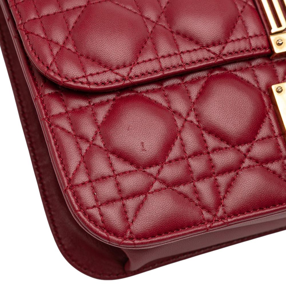Christian Dior AB Dior Red Lambskin Leather Leather Medium Lambskin Cannage DiorAddict Flap Italy