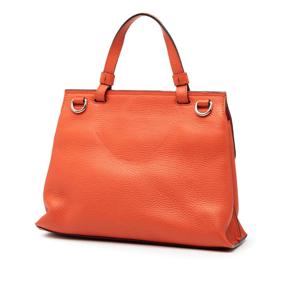 Gucci B Gucci Orange Dark Orange Calf Leather Small Bamboo Daily Satchel Italy