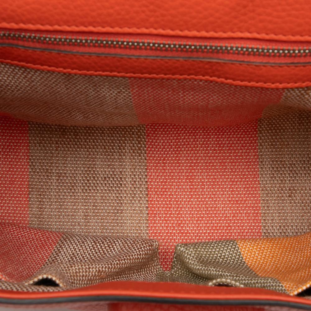 Gucci B Gucci Orange Dark Orange Calf Leather Small Bamboo Daily Satchel Italy