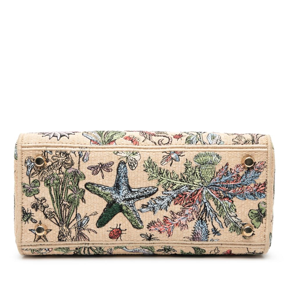 Christian Dior B Dior Brown Beige Canvas Fabric Medium Embroidered Lady D Lite Italy