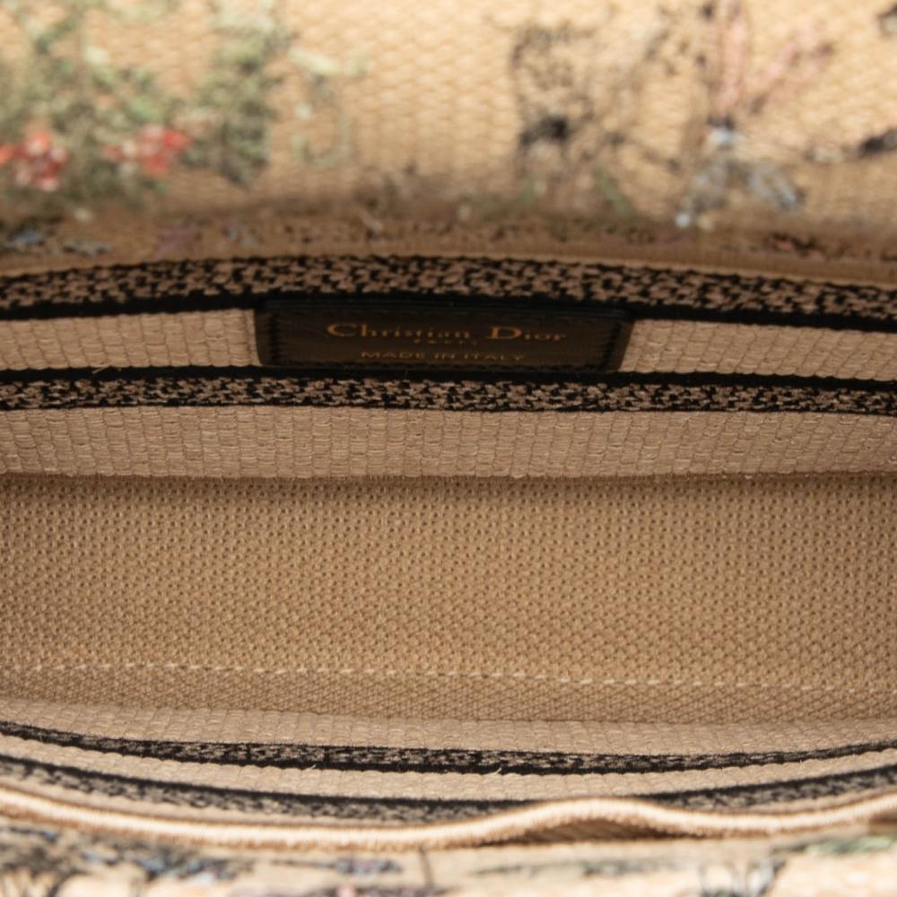 Christian Dior B Dior Brown Beige Canvas Fabric Medium Embroidered Lady D Lite Italy