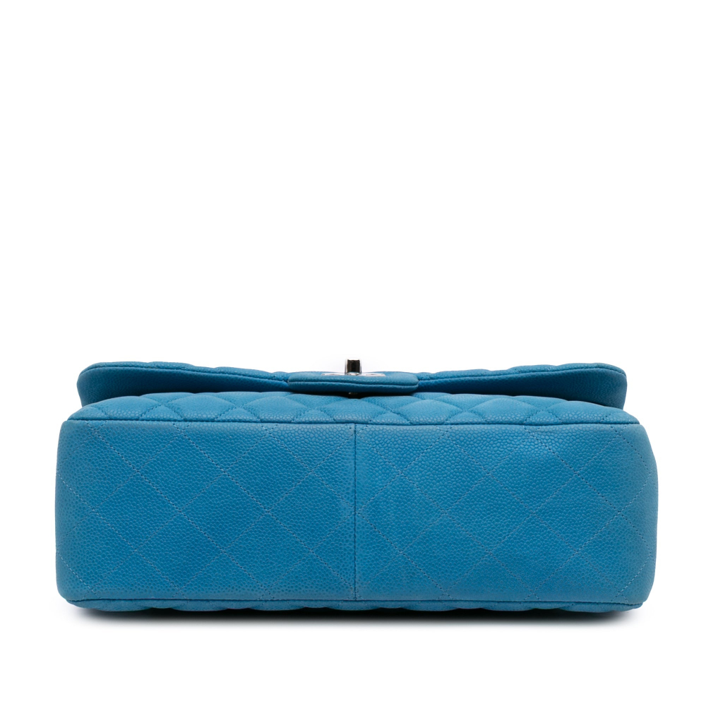 Chanel Classic Double Flap Jumbo Matelassè Caviar Leather Flap Handbag Blue