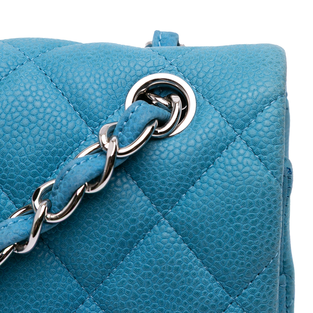 Chanel Classic Double Flap Jumbo Matelassè Caviar Leather Flap Handbag Blue