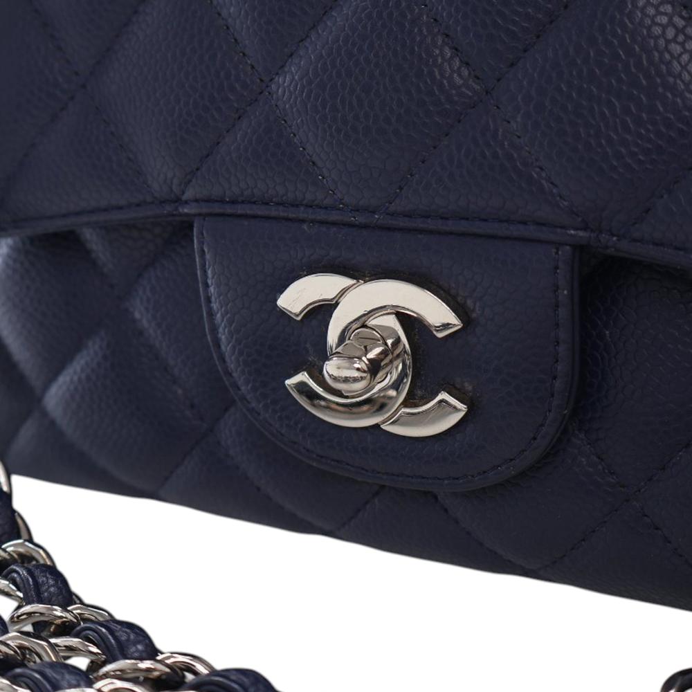 Chanel AB Chanel Blue Dark Blue Caviar Leather Leather Maxi Classic Caviar Single Flap Italy