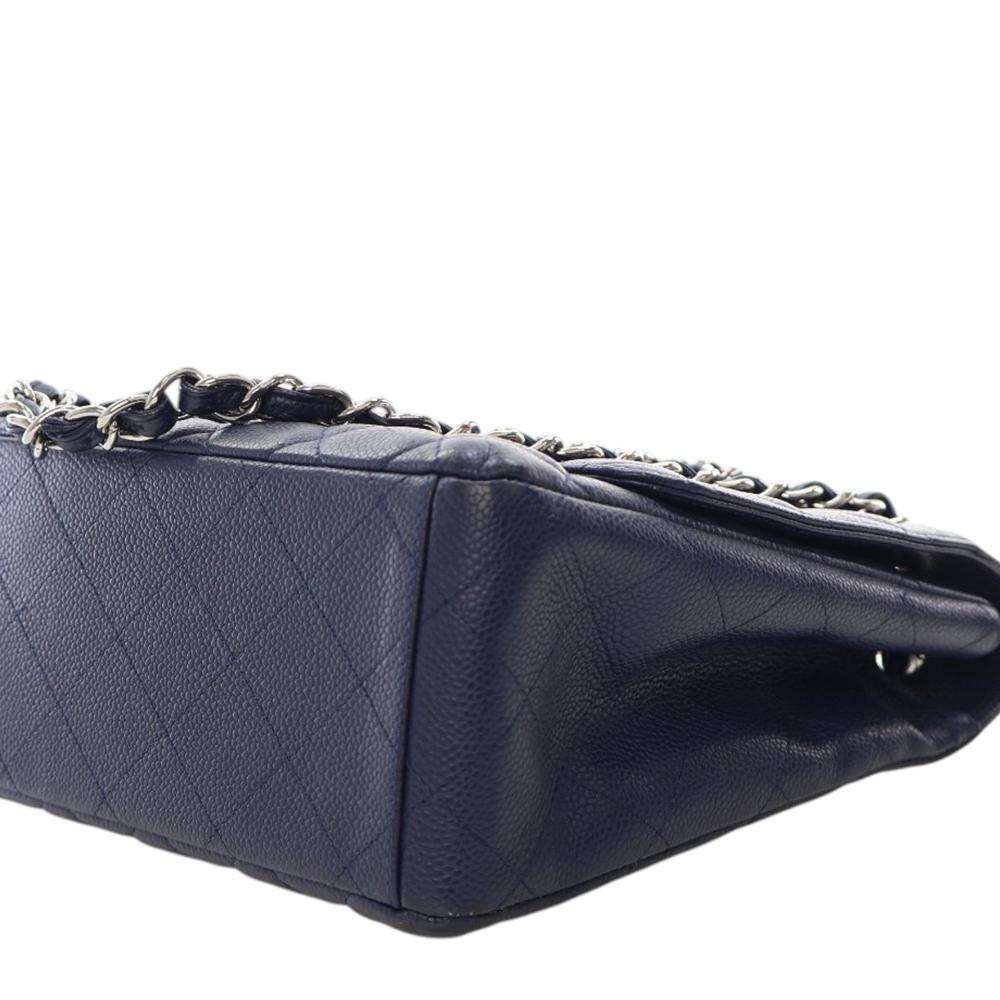 Chanel AB Chanel Blue Dark Blue Caviar Leather Leather Maxi Classic Caviar Single Flap Italy