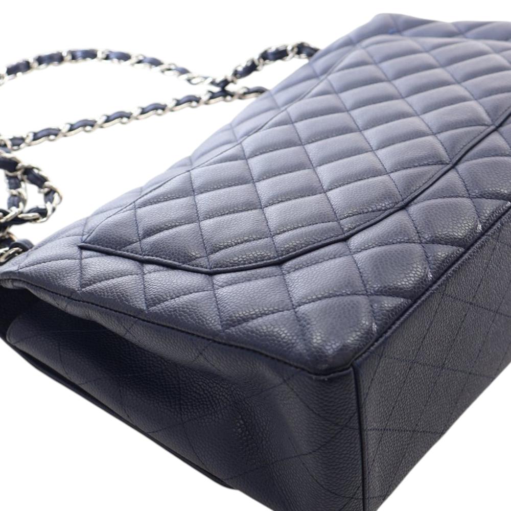 Chanel AB Chanel Blue Dark Blue Caviar Leather Leather Maxi Classic Caviar Single Flap Italy