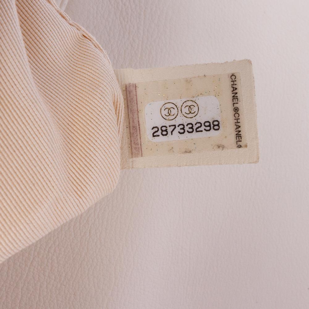 Chanel AB Chanel White Ivory Calf Leather Small Quilted skin Pearl CC Accordion Flap Italy