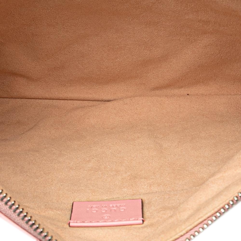 Gucci AB Gucci Pink Calf Leather GG Marmont Matelasse Clutch Italy