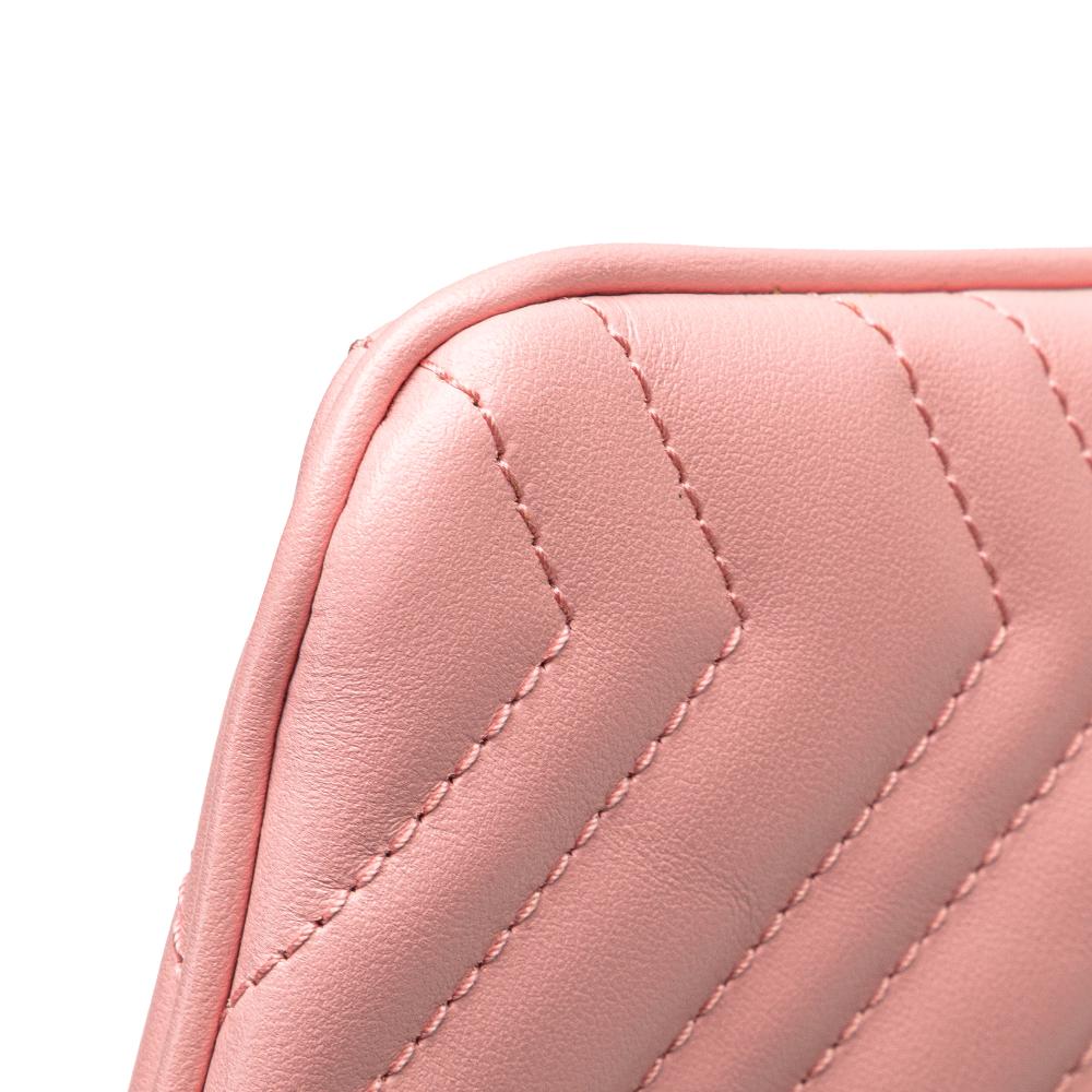 Gucci AB Gucci Pink Calf Leather GG Marmont Matelasse Clutch Italy