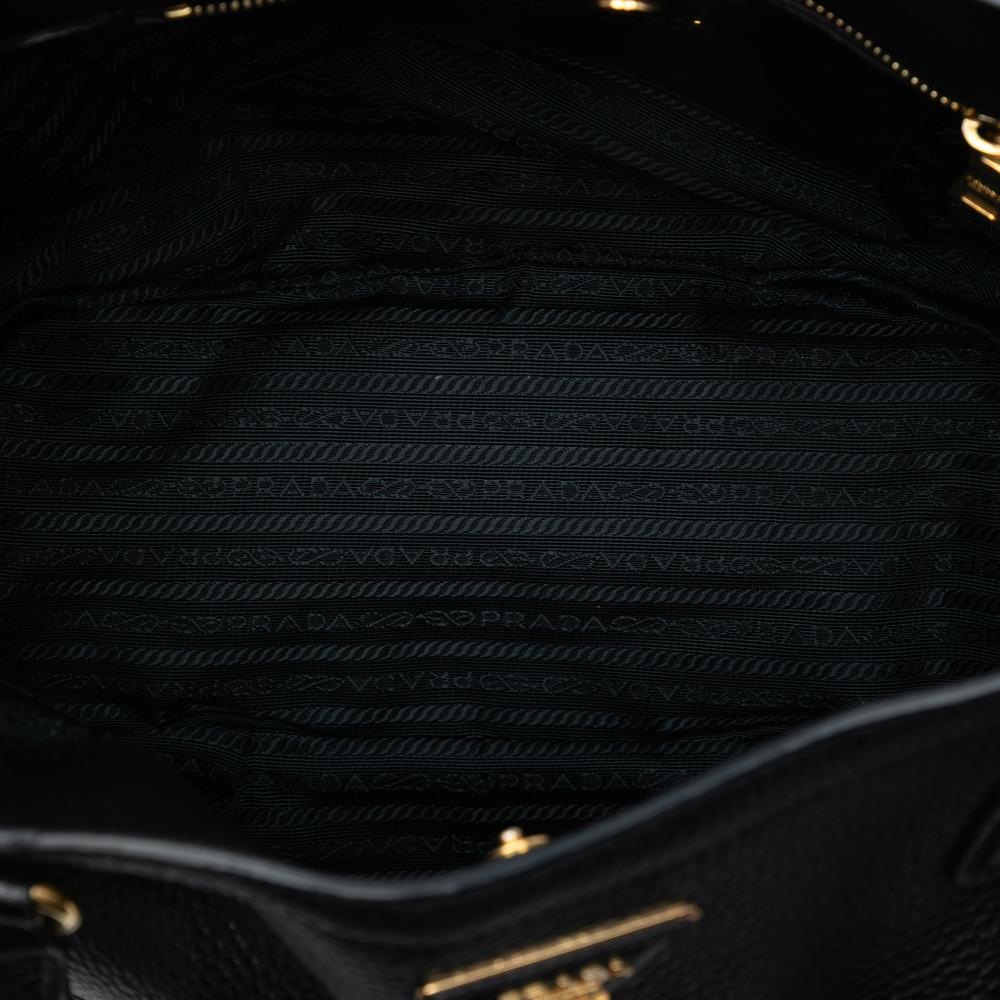 Prada AB Prada Black Calf Leather Vitello Daino Open Convertible Tote Italy