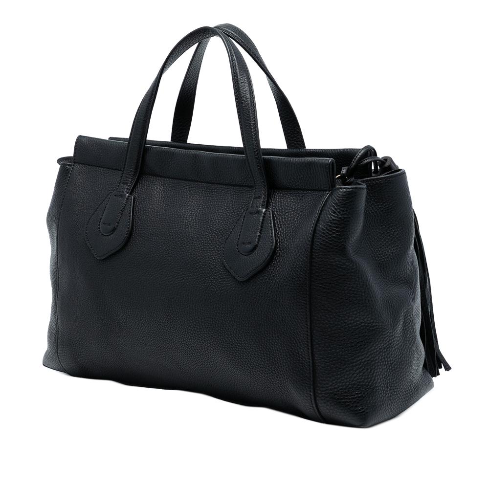 Gucci AB Gucci Black Calf Leather Lady Tassel Top Handle Bag Italy