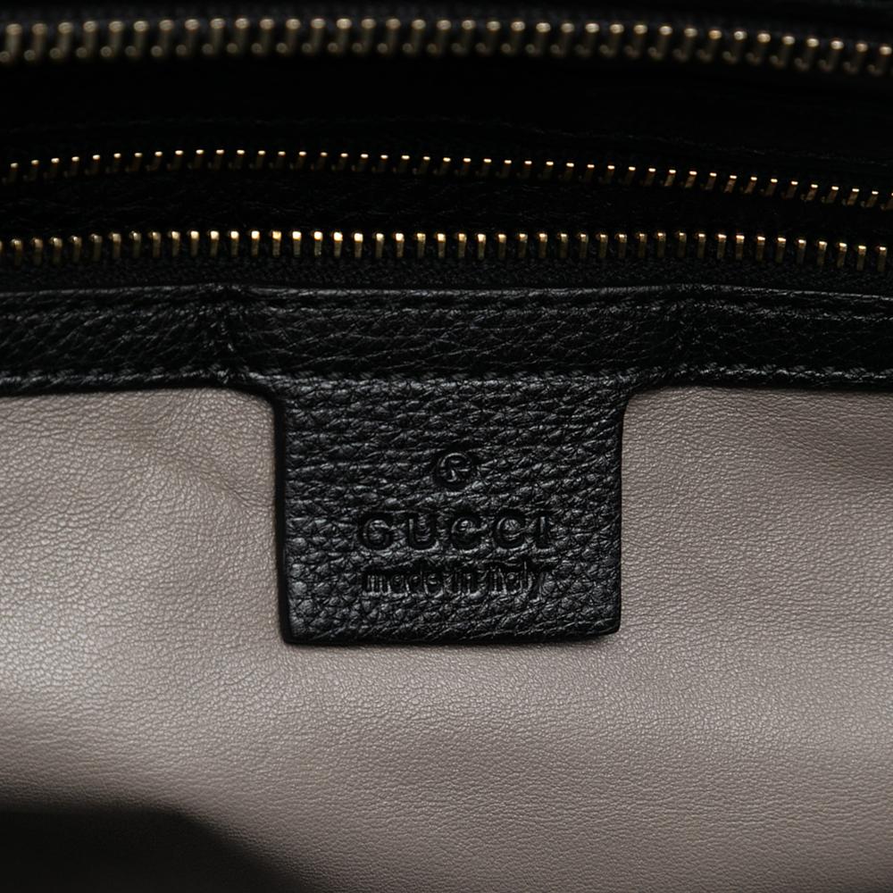 Gucci AB Gucci Black Calf Leather Lady Tassel Top Handle Bag Italy