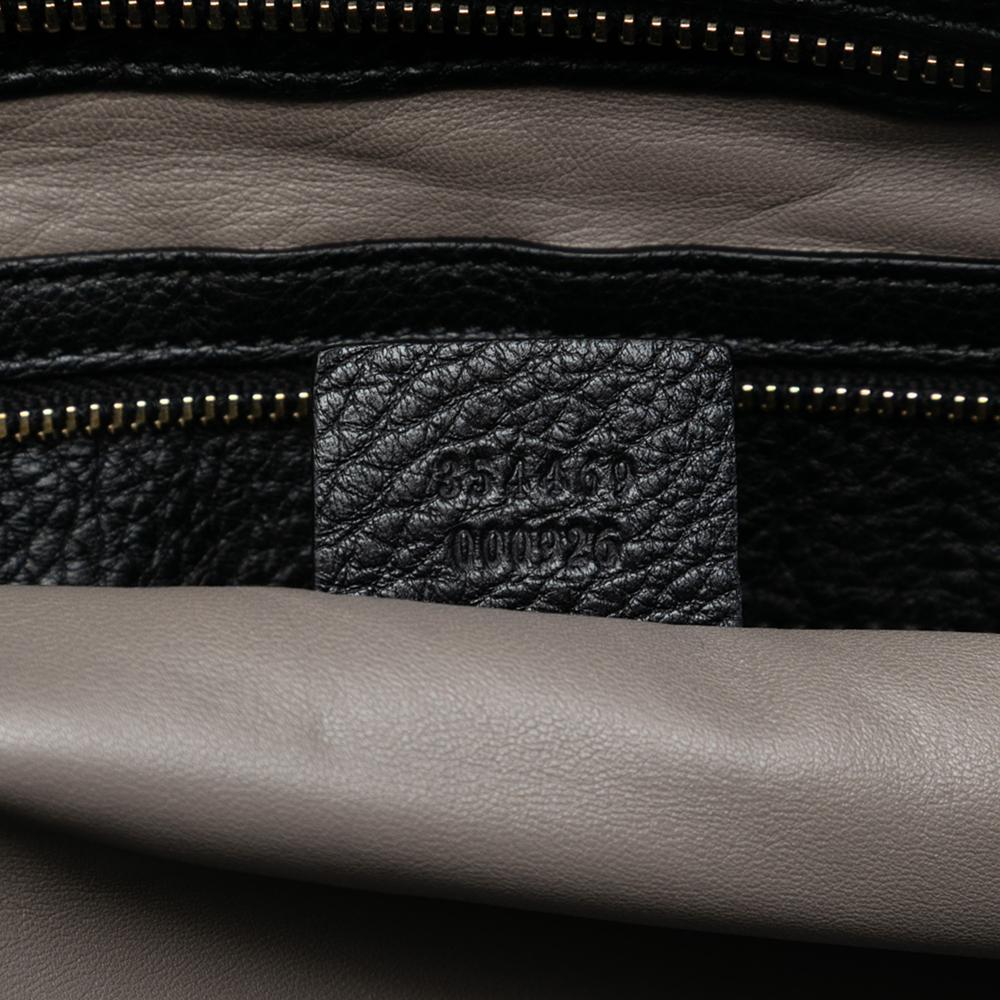 Gucci AB Gucci Black Calf Leather Lady Tassel Top Handle Bag Italy