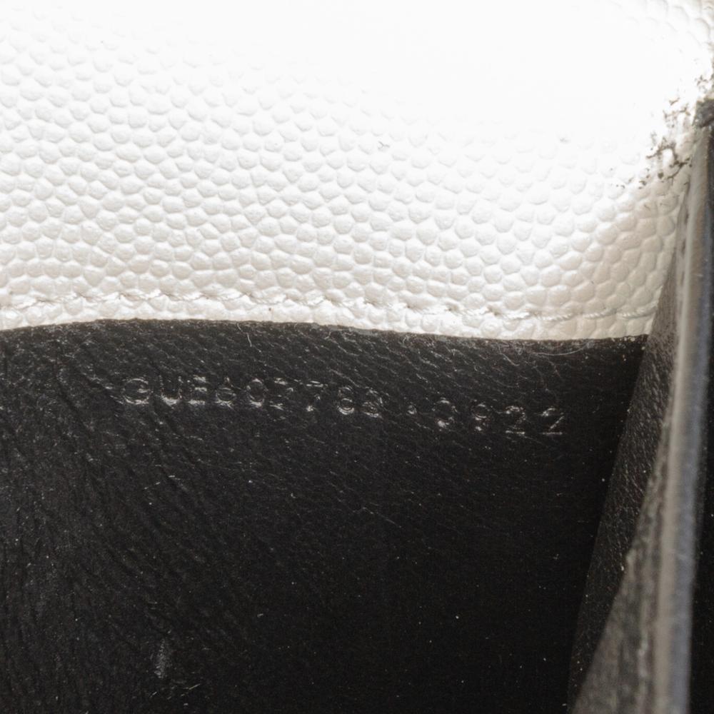 Saint Laurent AB Saint Laurent White Ivory Calf Leather Grain De Poudre Uptown Chain Wallet Italy