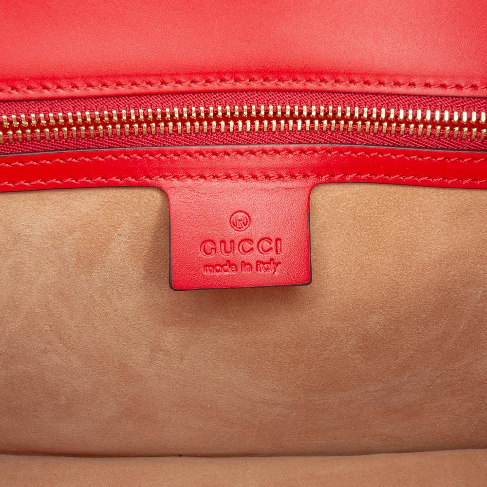 Gucci AB Gucci Red Calf Leather Small Sylvie Web Satchel Italy