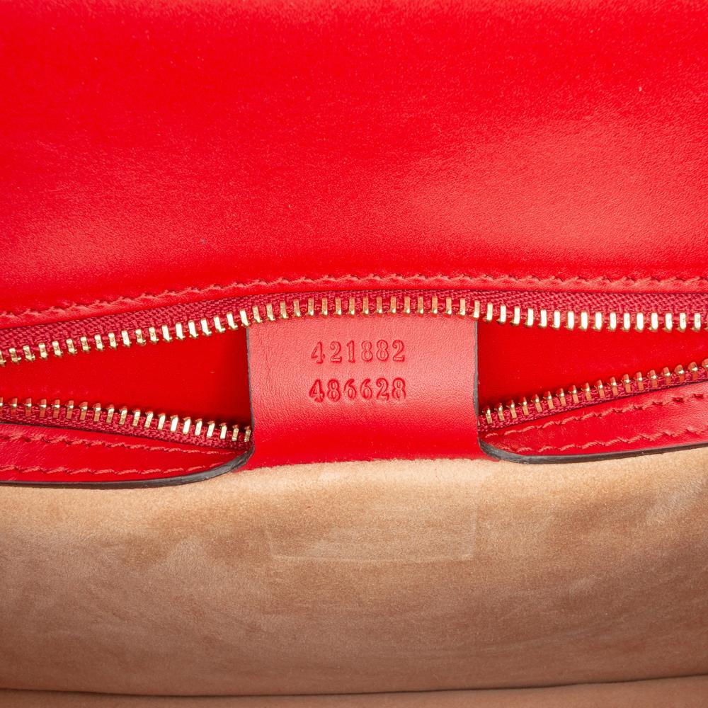 Gucci AB Gucci Red Calf Leather Small Sylvie Web Satchel Italy