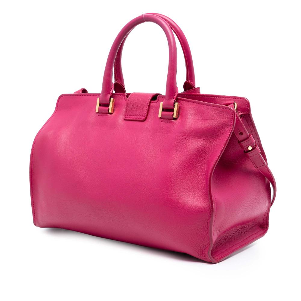Saint Laurent B Saint Laurent Pink Hot Pink Calf Leather Small skin Cabas Chyc Satchel Italy