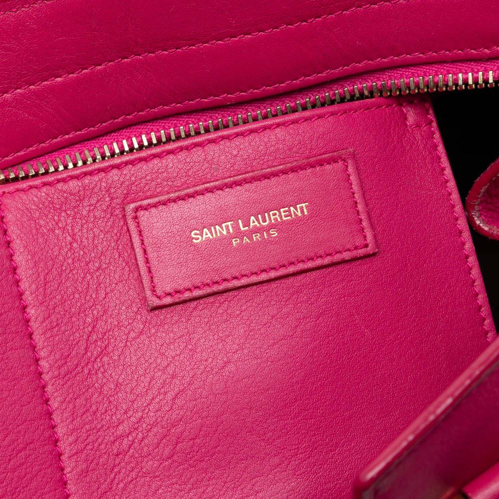 Saint Laurent B Saint Laurent Pink Hot Pink Calf Leather Small skin Cabas Chyc Satchel Italy