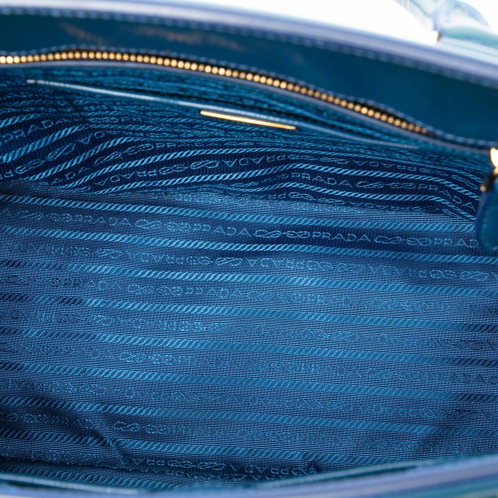 Prada B Prada Blue Saffiano Leather Medium Vernice Parabole Tote Italy