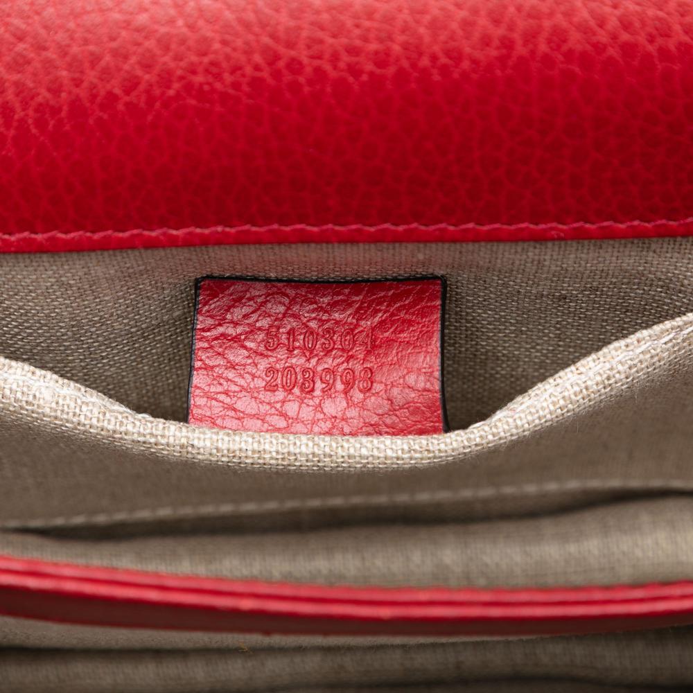 Gucci AB Gucci Red Calf Leather Small Dollar skin Interlocking G Crossbody Italy