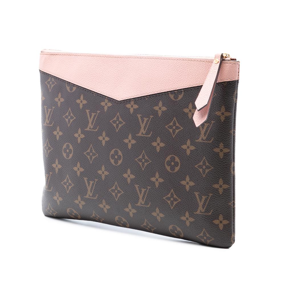 Louis Vuitton AB Louis Vuitton Brown with Pink Monogram Canvas Fabric Monogram Daily Pouch France