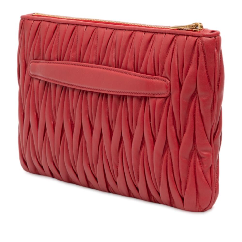 Miu Miu B Miu Miu Red Nappa Leather Leather Matelasse Nappa Clutch Turkey