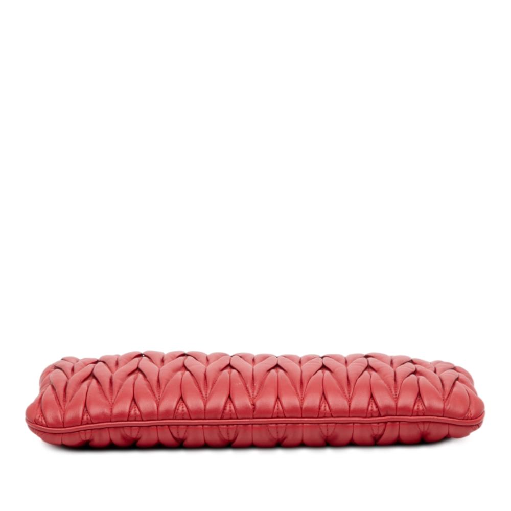 Miu Miu B Miu Miu Red Nappa Leather Leather Matelasse Nappa Clutch Turkey
