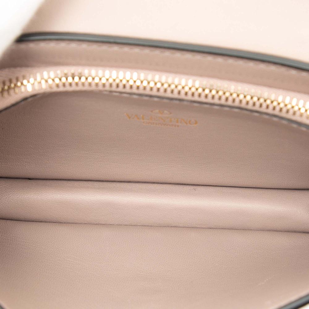 Valentino AB Valentino Brown Bronze Calf Leather Metallic Pebbled skin Rockstud Phone Case with Chain Italy