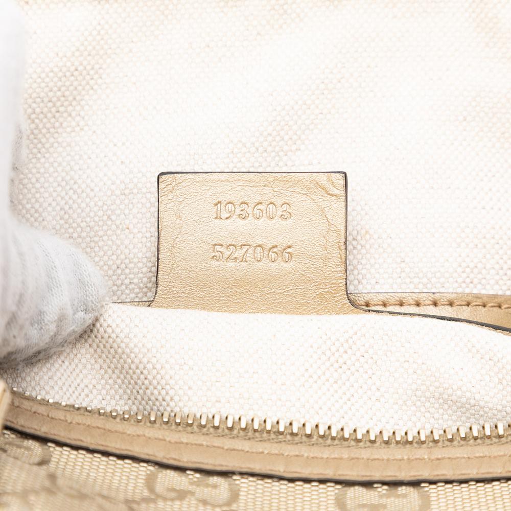 Gucci B Gucci Gold Coated Canvas Fabric Medium GG Imprime Joy Boston Bag Italy