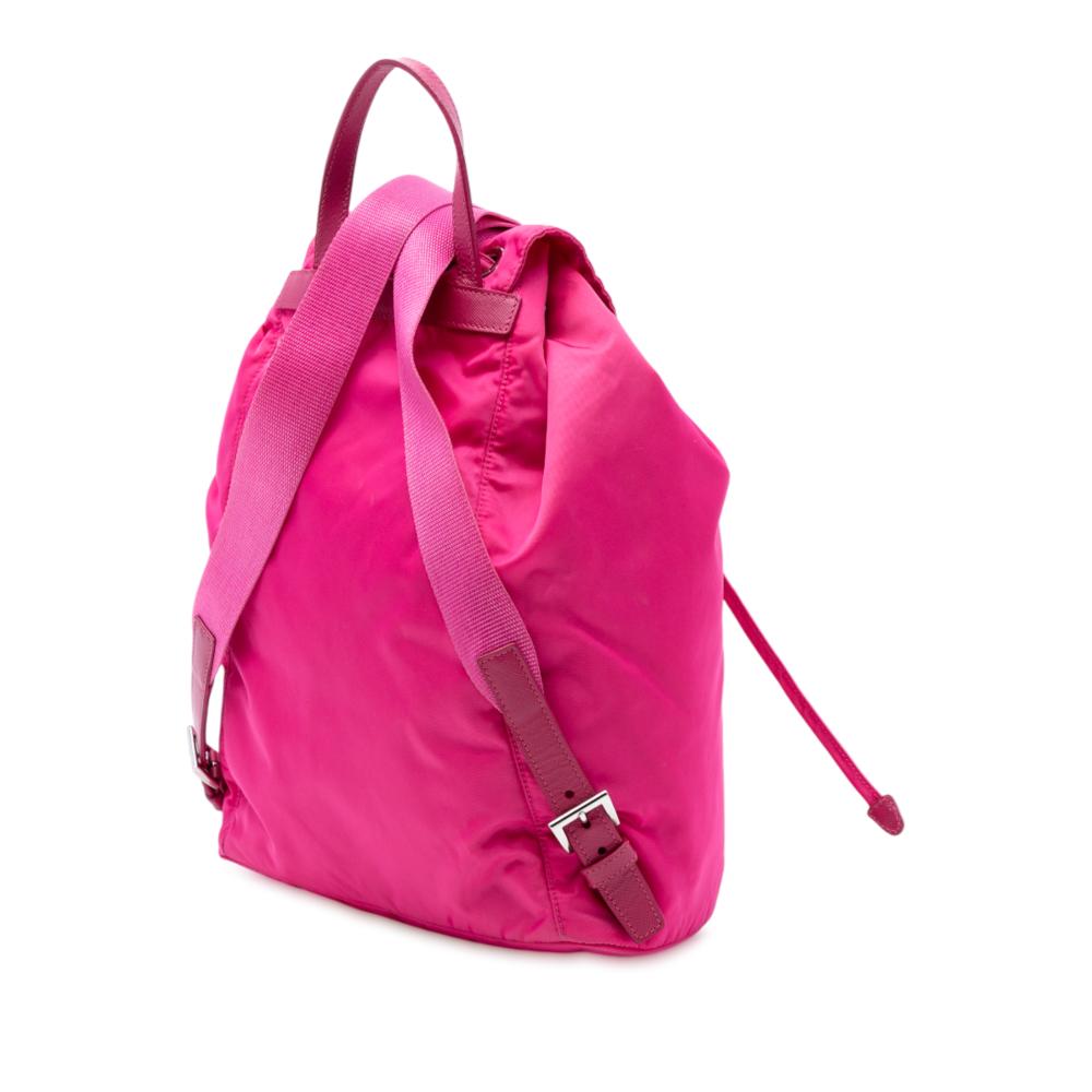 Prada B Prada Pink Nylon Fabric Tessuto Drawstring Backpack Italy