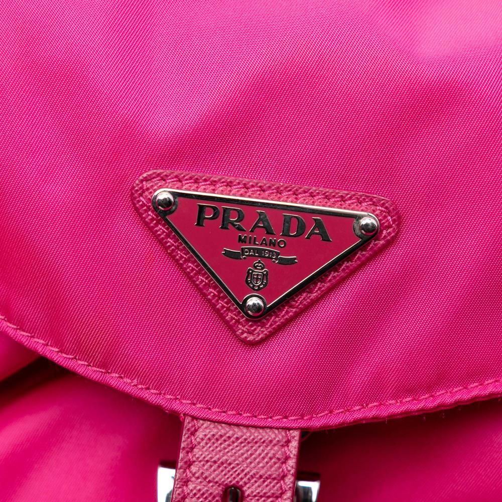Prada B Prada Pink Nylon Fabric Tessuto Drawstring Backpack Italy