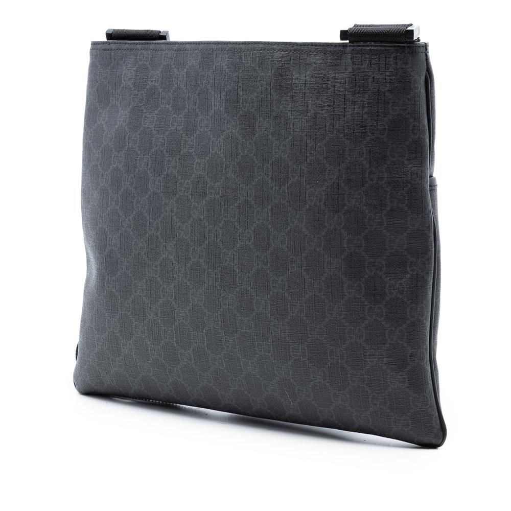 Gucci AB Gucci Black Coated Canvas Fabric GG Supreme Crossbody Italy
