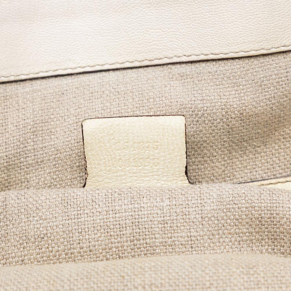 Gucci B Gucci White Calf Leather Bamboo Horsebit Tote Italy