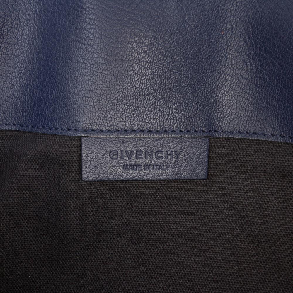 Givenchy B Givenchy Blue Navy Goatskin Leather Medium Antigona Envelope Clutch Italy