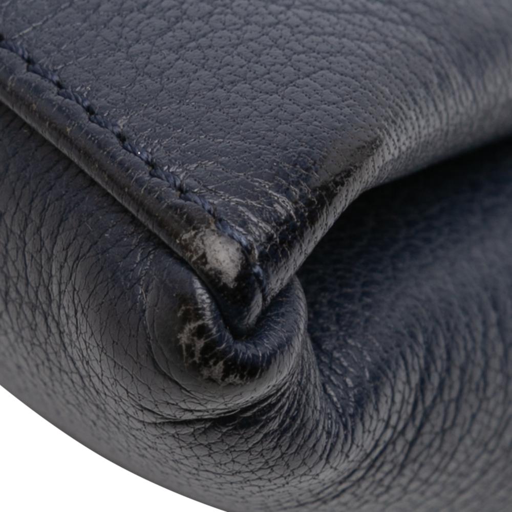 Givenchy B Givenchy Blue Navy Goatskin Leather Medium Antigona Envelope Clutch Italy