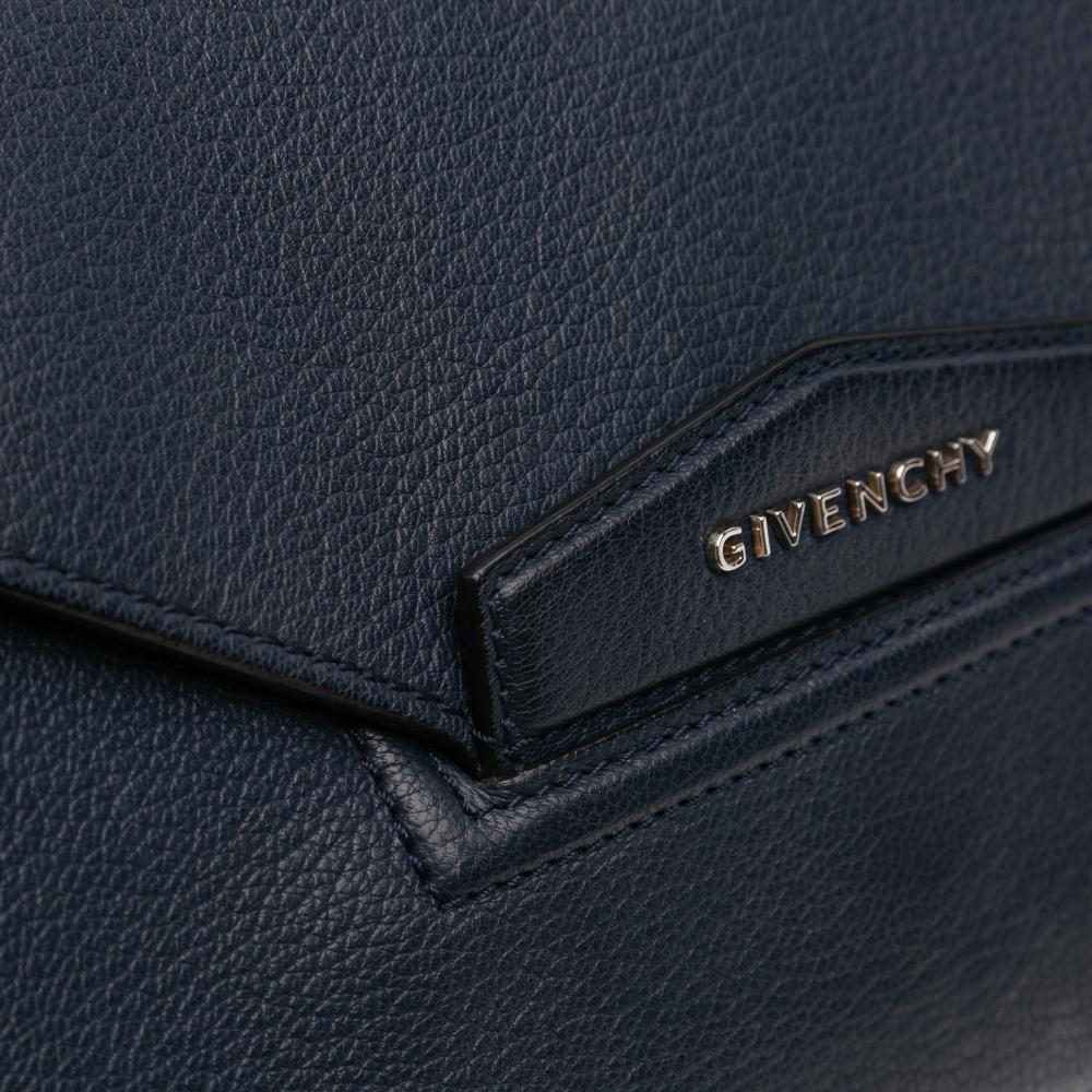 Givenchy B Givenchy Blue Navy Goatskin Leather Medium Antigona Envelope Clutch Italy