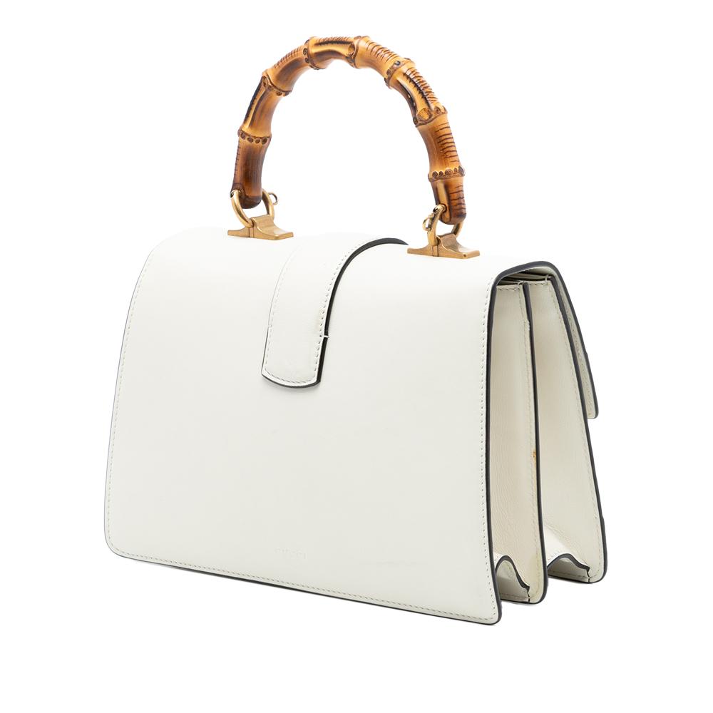 Gucci AB Gucci White Calf Leather Medium Bamboo Dionysus Web Satchel Italy