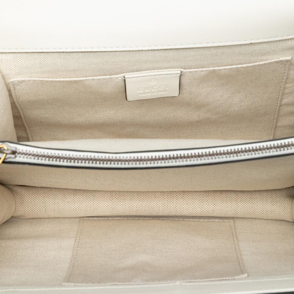 Gucci AB Gucci White Calf Leather Medium Bamboo Dionysus Web Satchel Italy