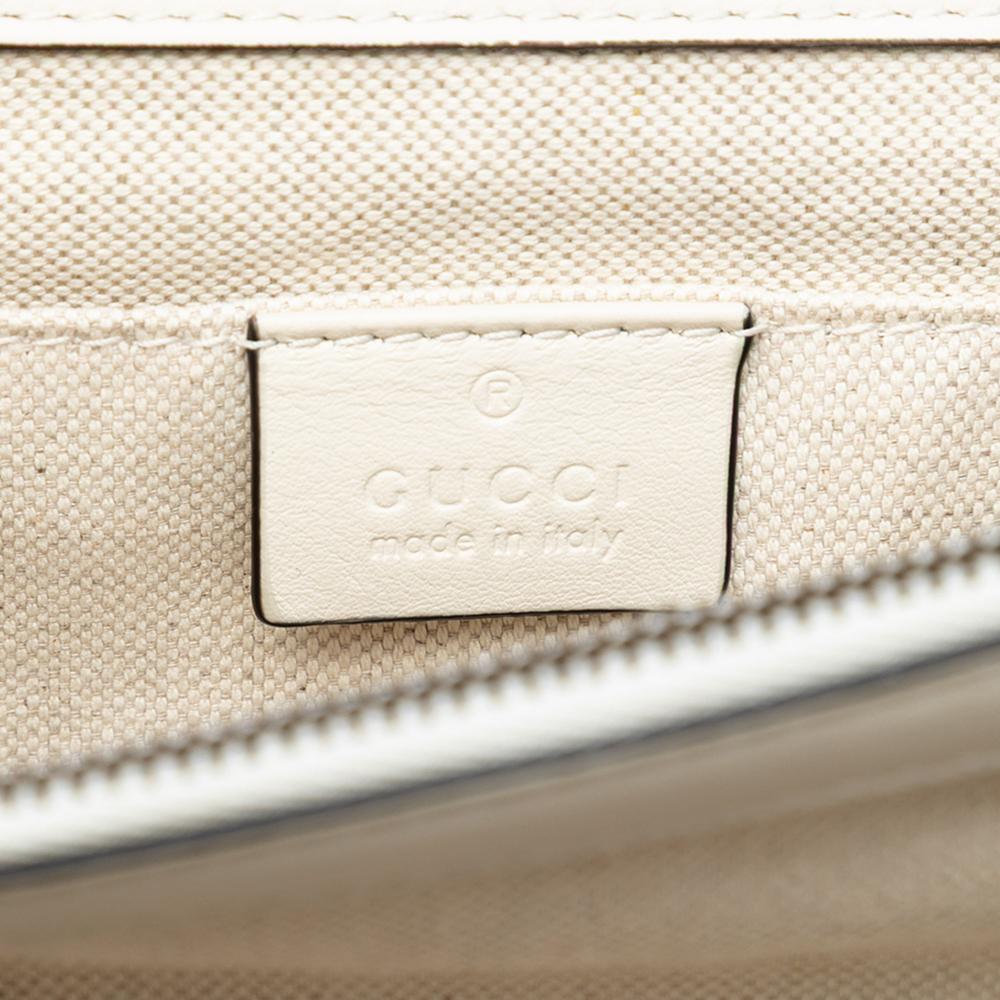 Gucci AB Gucci White Calf Leather Medium Bamboo Dionysus Web Satchel Italy