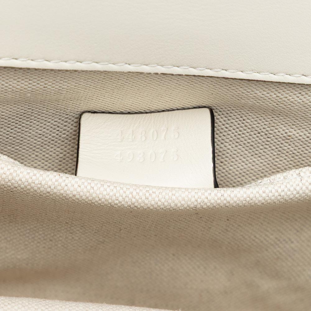 Gucci AB Gucci White Calf Leather Medium Bamboo Dionysus Web Satchel Italy