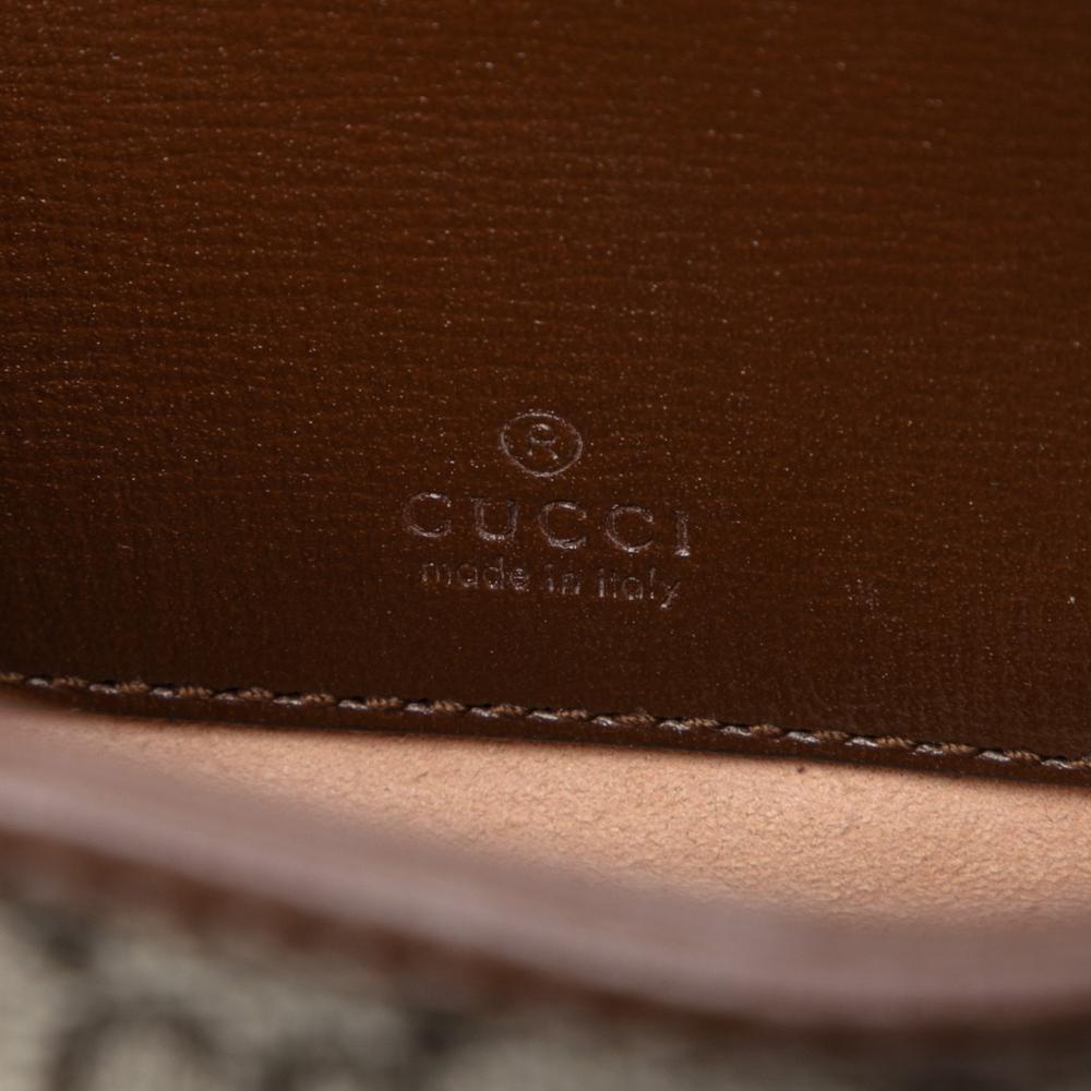 Gucci B Gucci Brown Beige Coated Canvas Fabric Mini GG Supreme Web Jackie 1961 Crossbody Italy