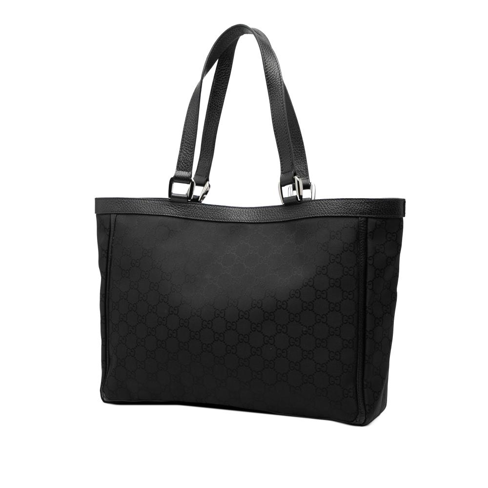 Gucci B Gucci Black Nylon Fabric GG Abbey D Ring Pocket Tote Italy