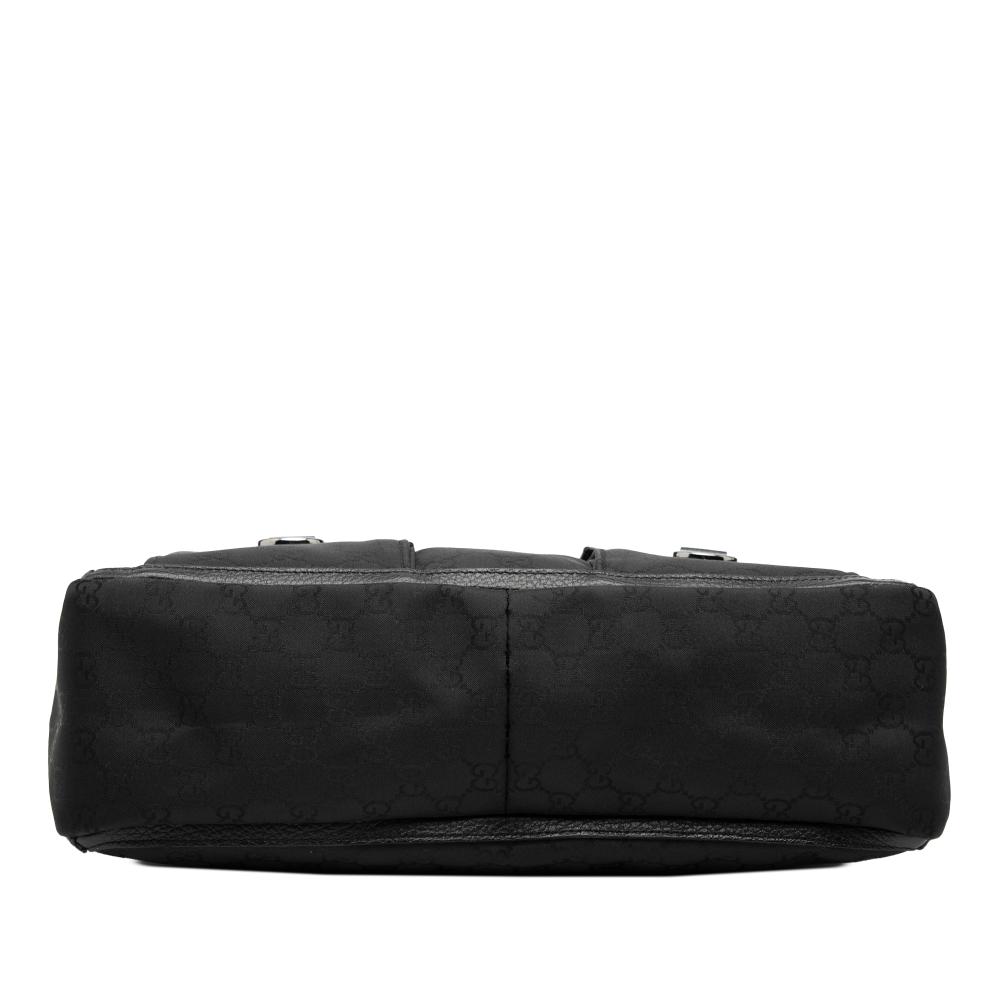 Gucci B Gucci Black Nylon Fabric GG Abbey D Ring Pocket Tote Italy