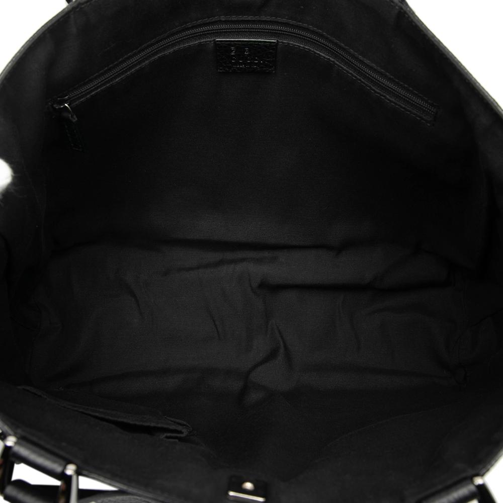 Gucci B Gucci Black Nylon Fabric GG Abbey D Ring Pocket Tote Italy