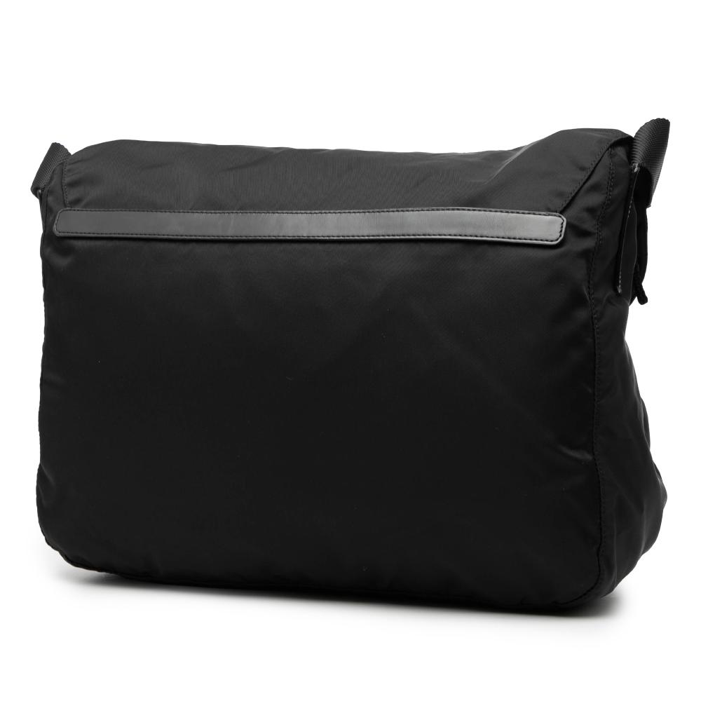 Prada B Prada Black Nylon Fabric Tessuto Zip Double Buckle Messenger Bag Italy
