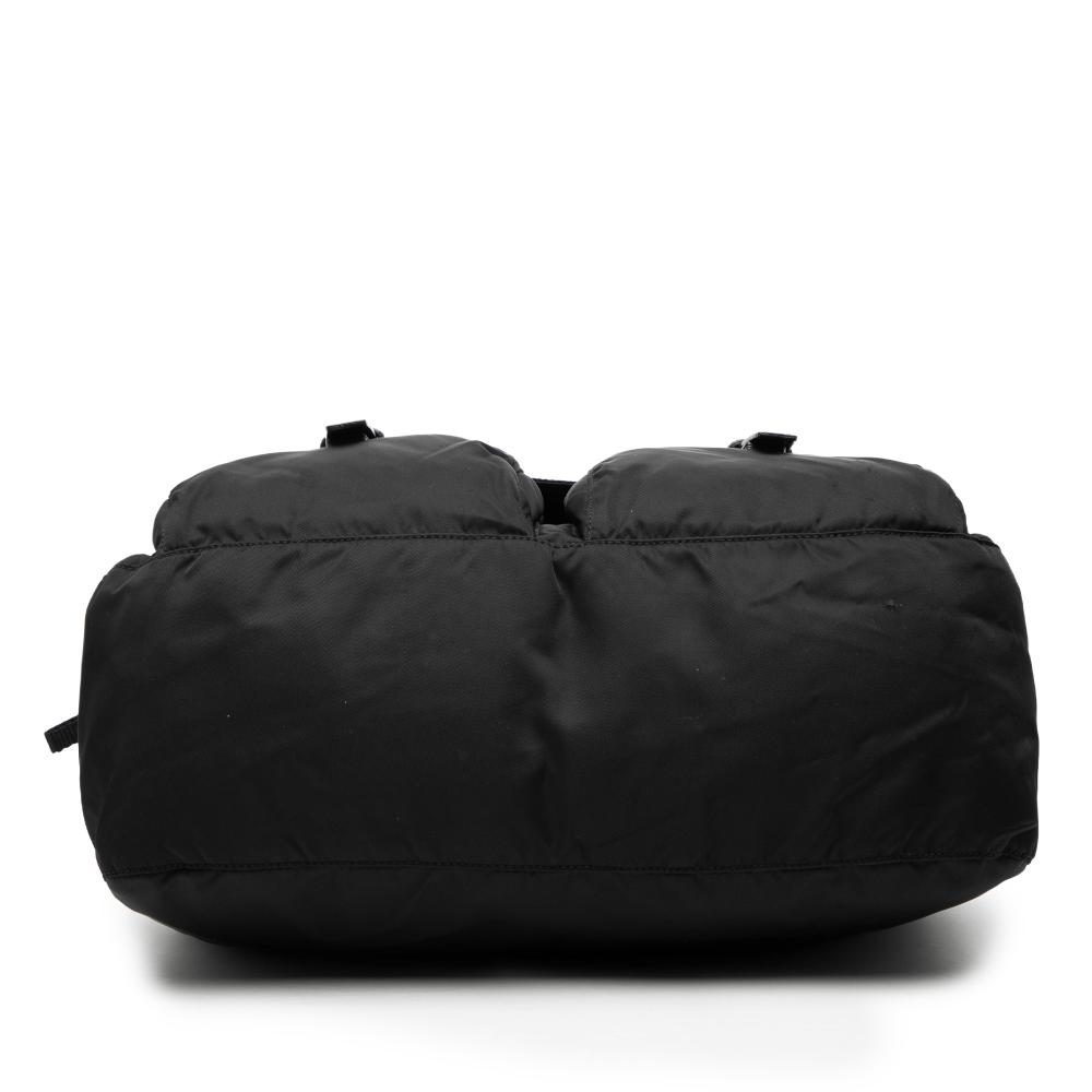 Prada B Prada Black Nylon Fabric Tessuto Zip Double Buckle Messenger Bag Italy